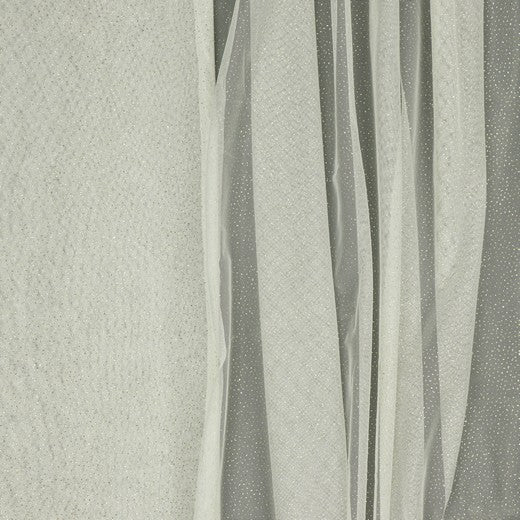 Soft Tüll Uni mit Goldglitzer ecru