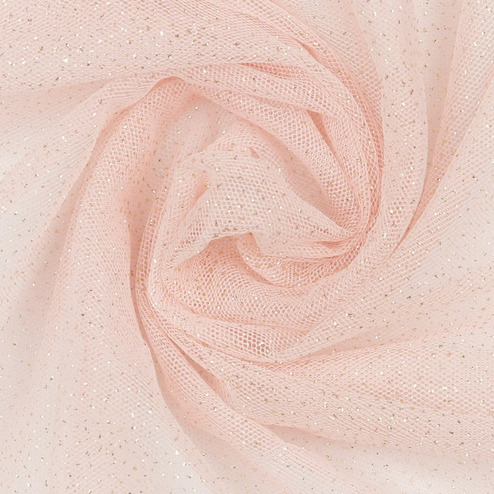 Soft Tüll Uni mit Goldglitzer rose