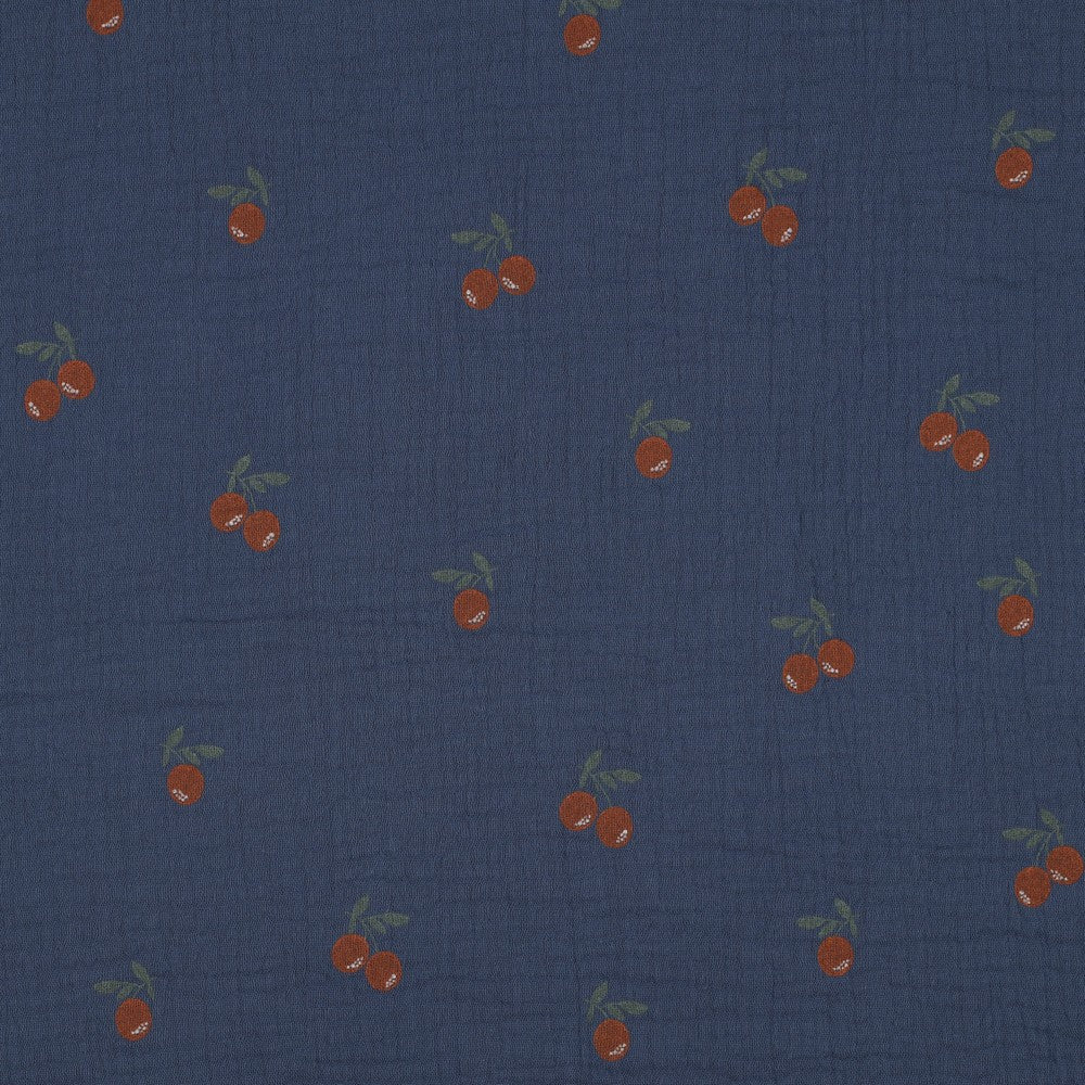 Musselin Kirschen blau