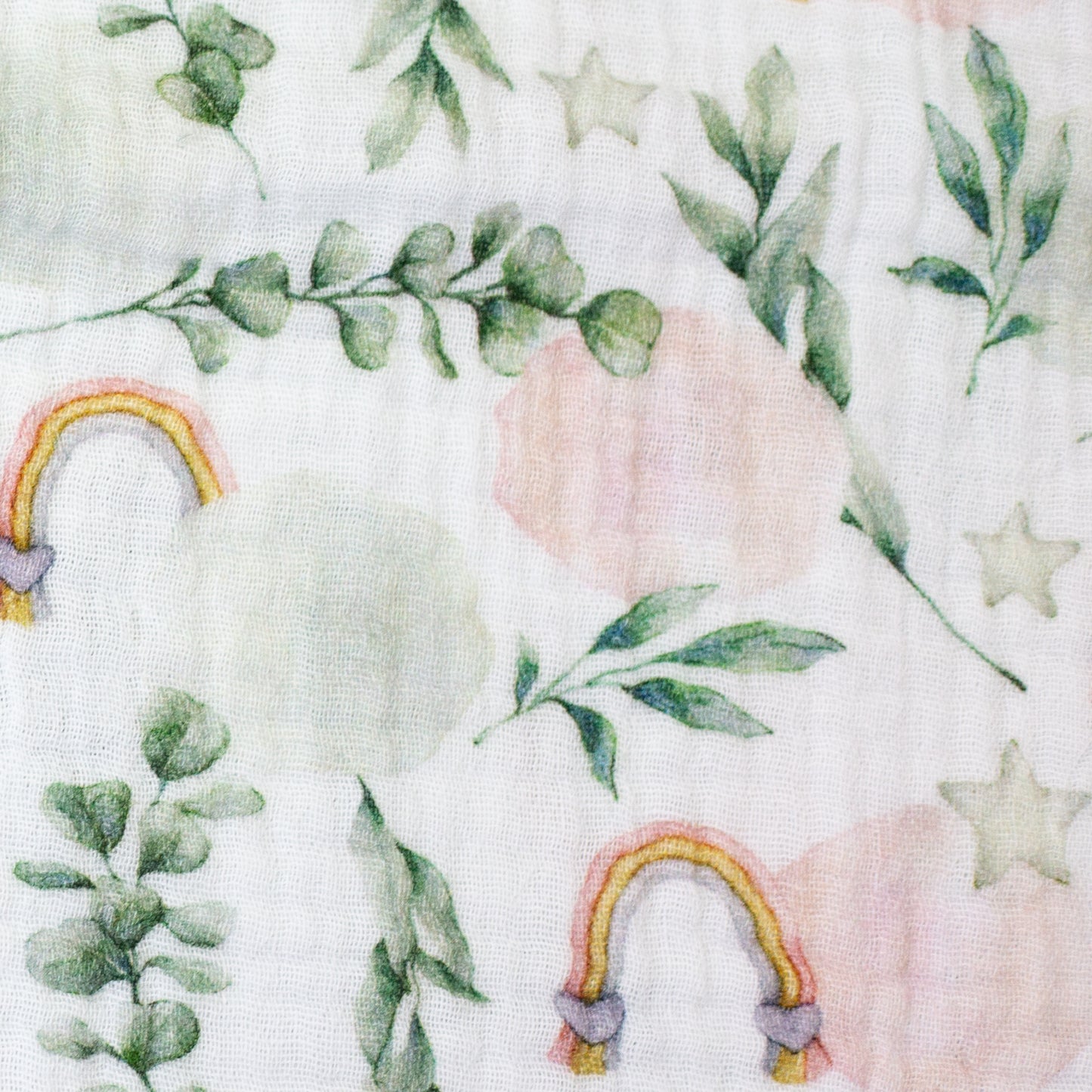 Musselin "Thea" Regenbogen/Eukalyptus Swafing