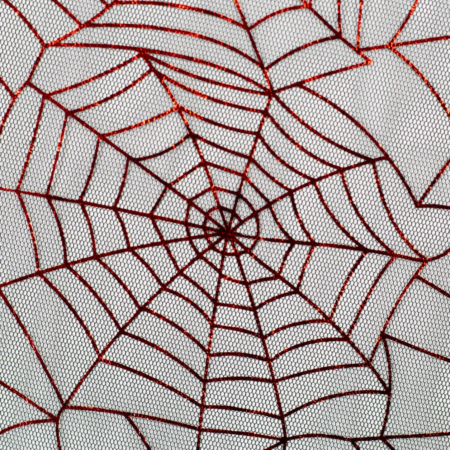 Tüll Spinnennetz Spider Web Swafing schwarz rot Glitzer