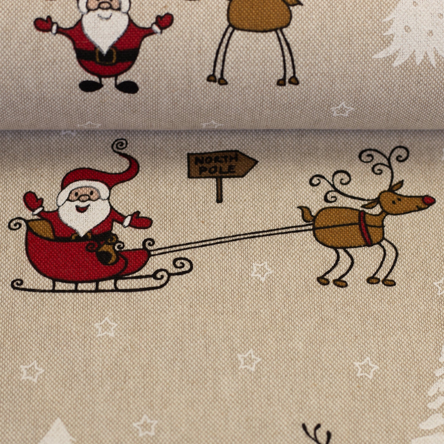 Dekostoff "Ivy" Weihnachten Weihnachtsmann Elch Swafing