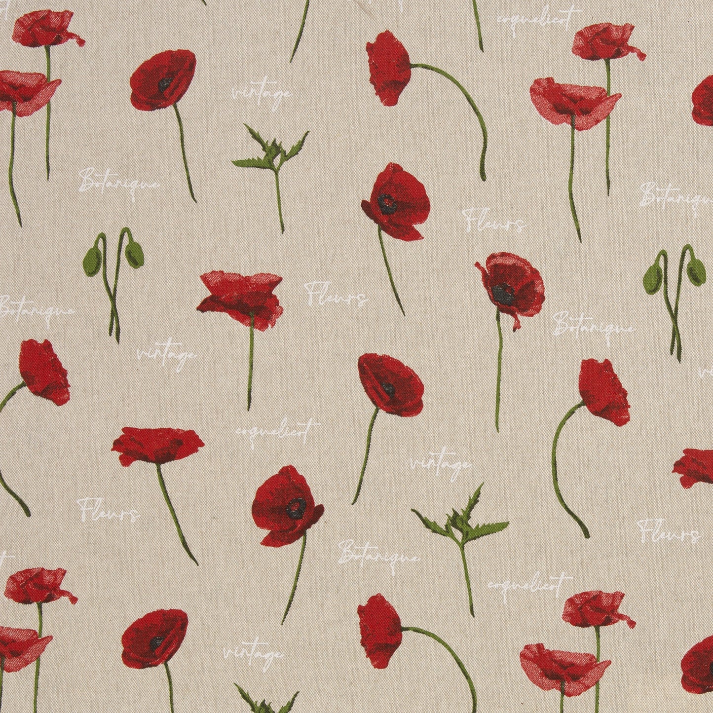 Canvas Leinenoptik Mohnblumen beige Swafing Petra