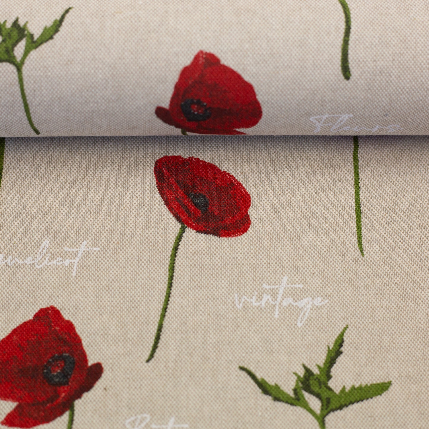 Canvas Leinenoptik Mohnblumen beige Swafing Petra