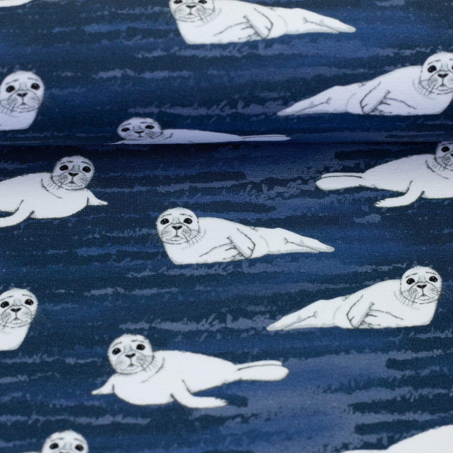 Baumwolljersey Robbe Arctic Animals by JaTiJu Swafing dunkelblau