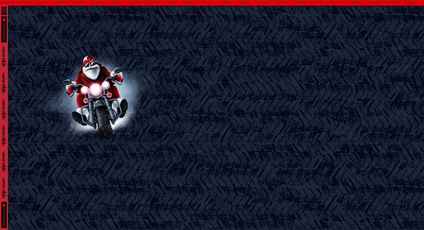 Sweat Panel Weihnachtsmann Motorrad Winter Moods by Thorsten Berger navy Swafing