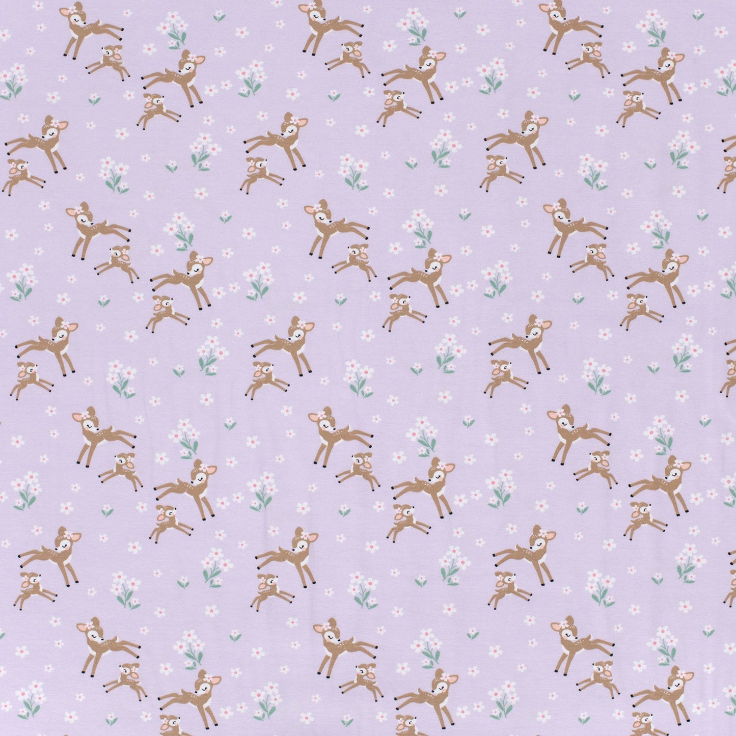 Baumwolljersey Reh Blumen lila