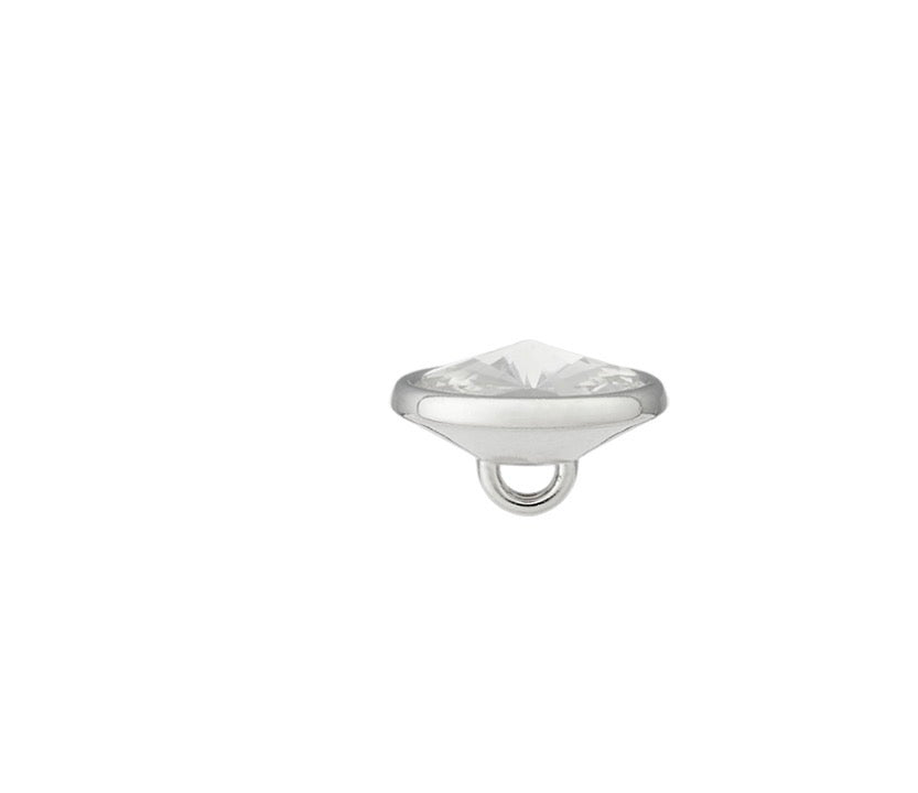 Polyesterknopf Öse 10mm silber transparent Glitzerstein