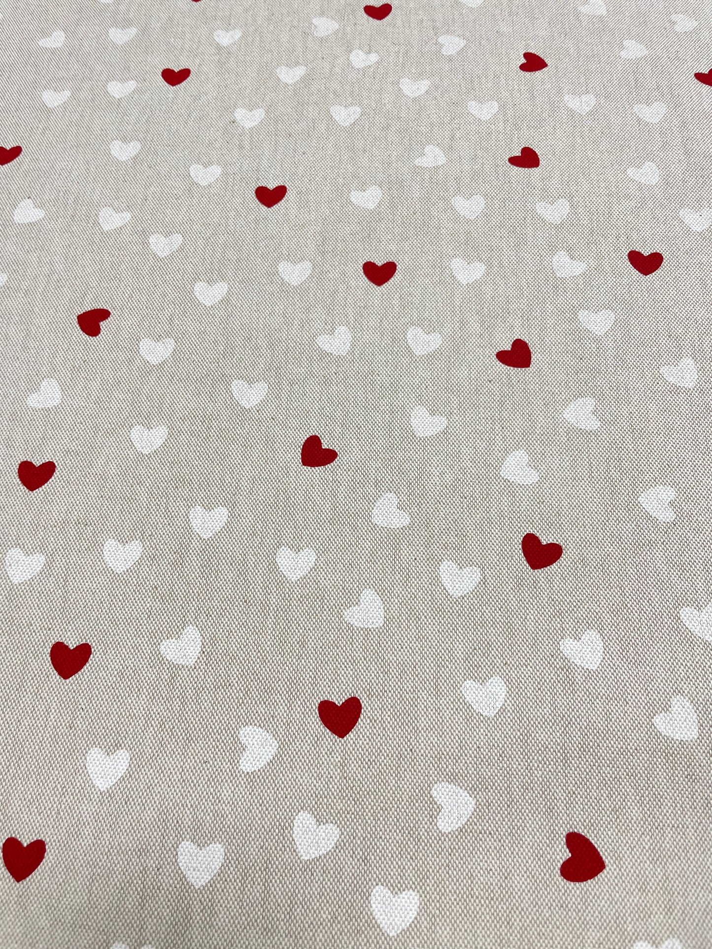 Canvas Leinenoptik Herzen beige Swafing Rudi