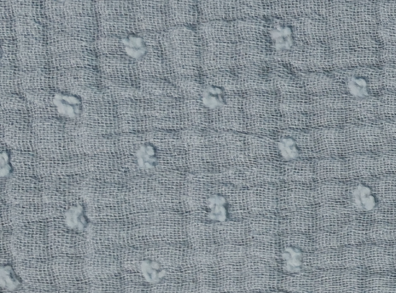 Musselin gestickte Punkte blau