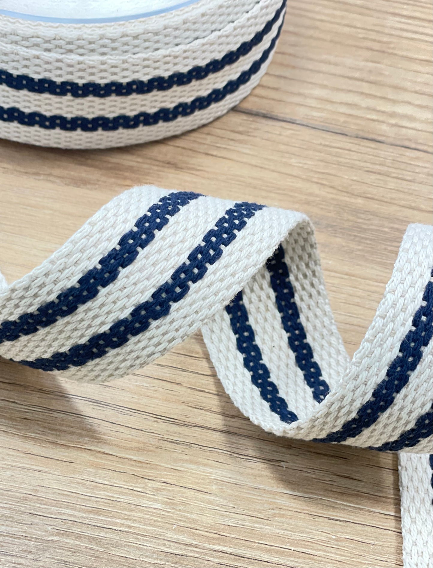 Gurtband 40mm blau weiß gestreift