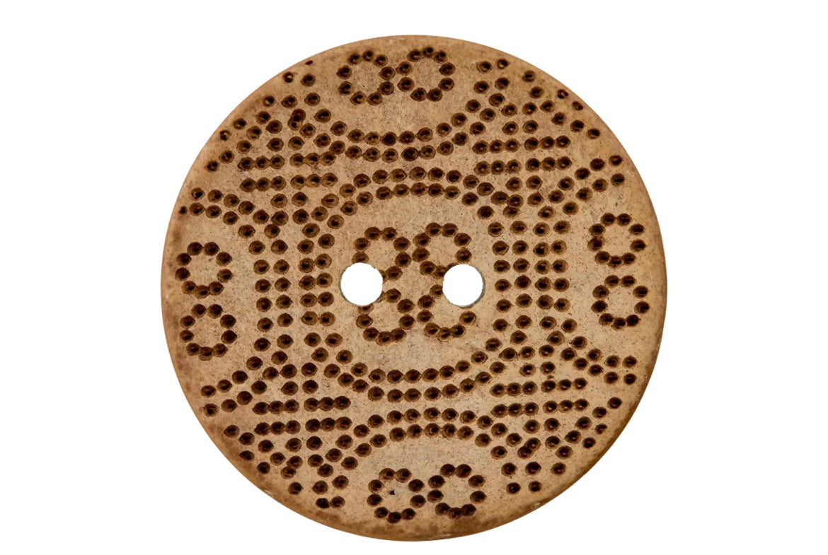Kokos Knopf 2 Loch Ø 34 mm Ornament hellbraun