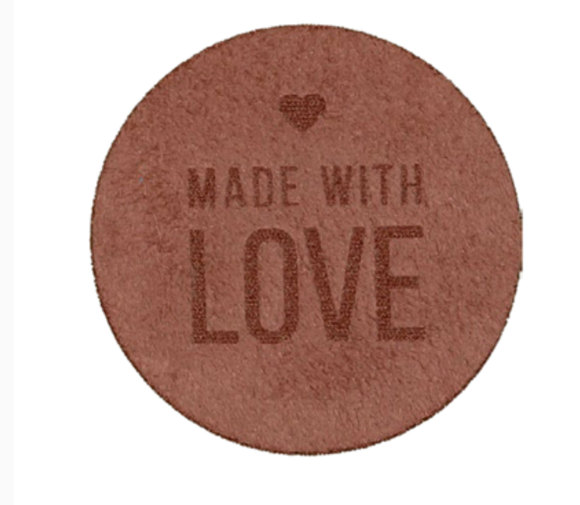 Applikation aus Wildlederimitat Made with Love altrosa