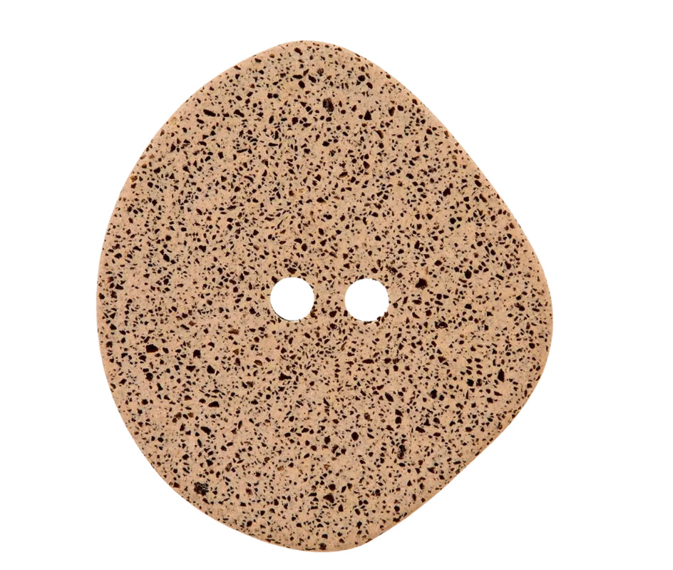 Recycelter Polyester Kaffee Knopf 2 Loch Ø 38 mm hellbraun meliert