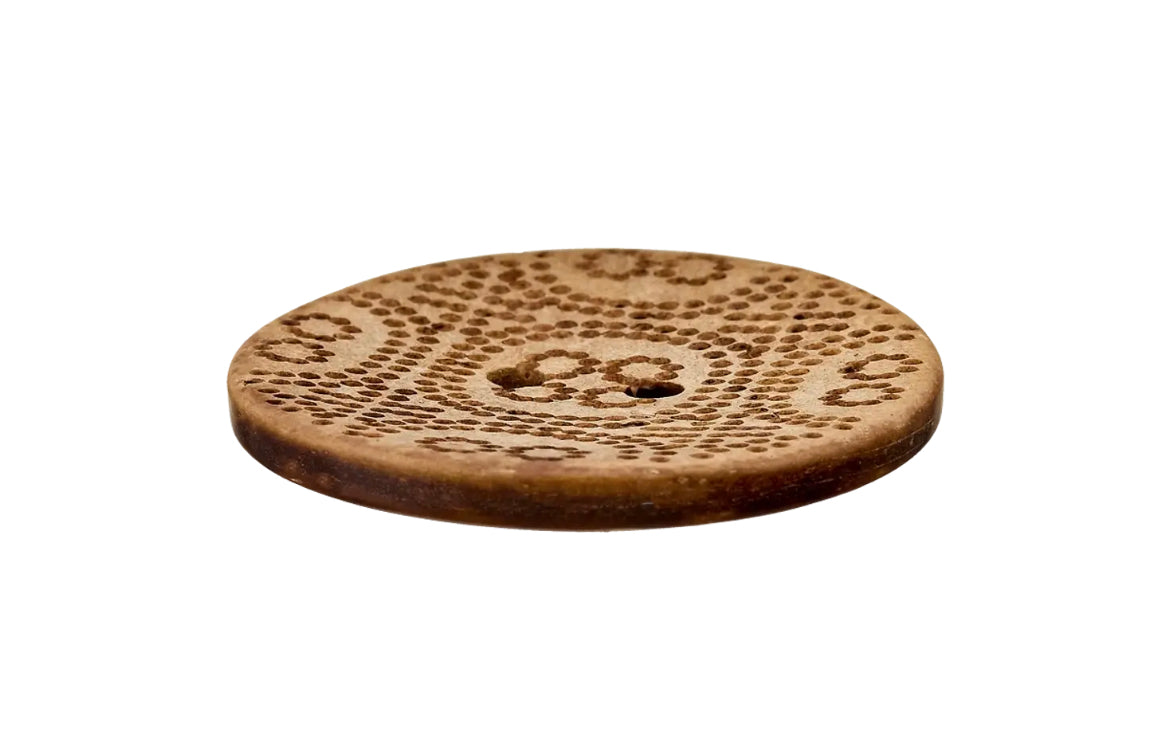 Kokos Knopf 2 Loch Ø 34 mm Ornament hellbraun