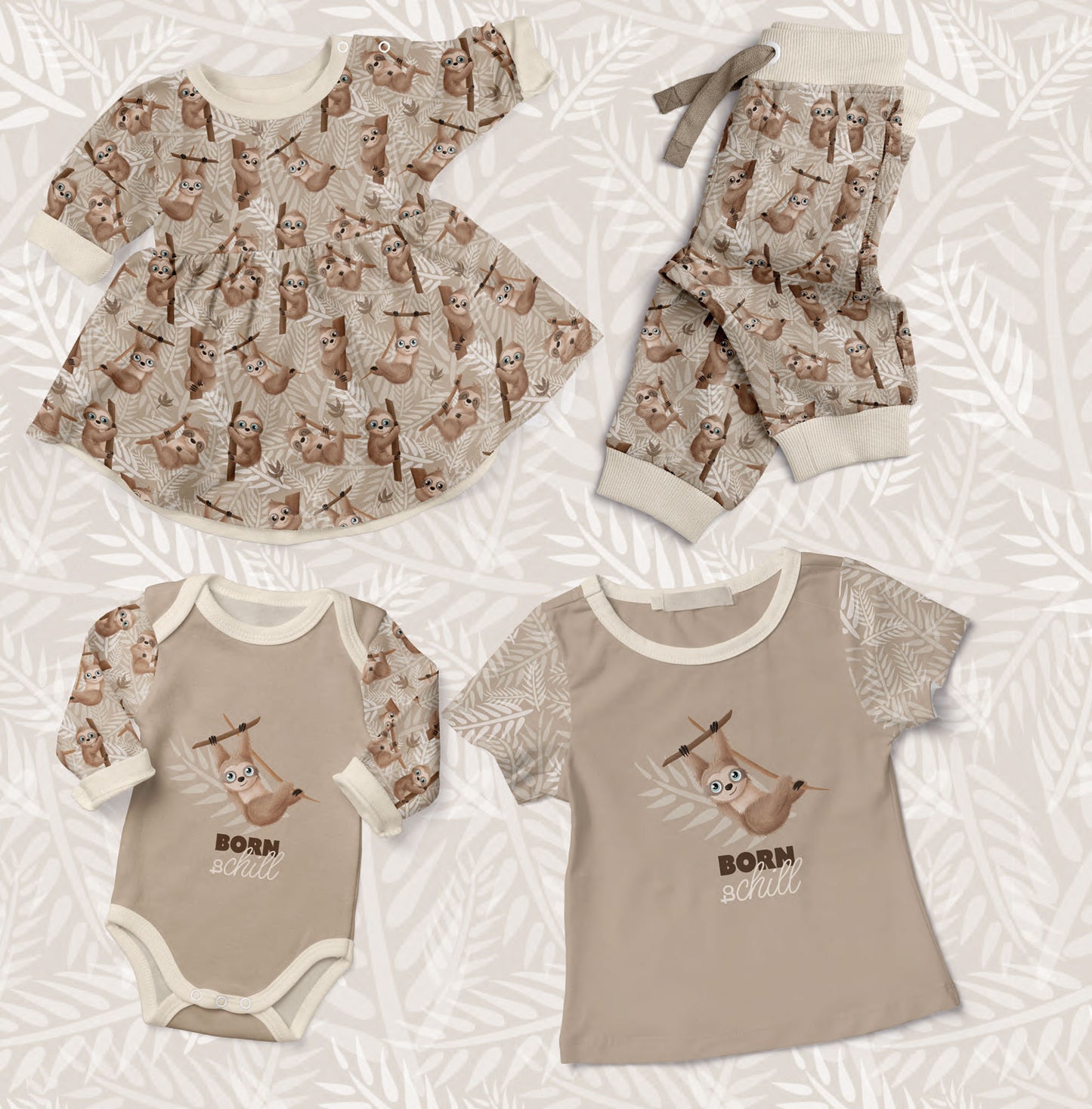 Panel Born to Chill Jersey Faultier – Baumwolljersey Lazy Jungle by Mrs Mint Design | Swafing
