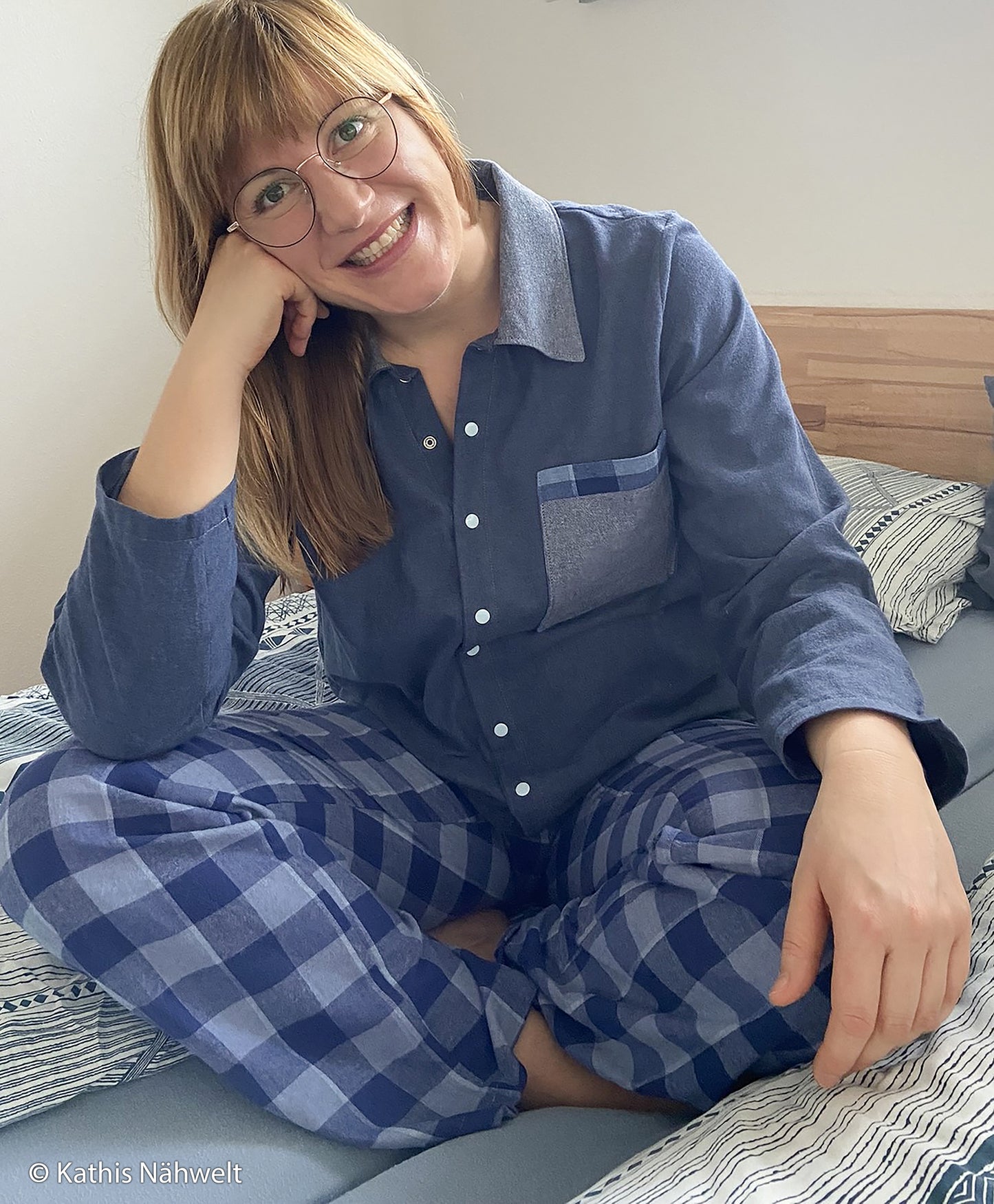 Baumwoll Flanell blau kariert Maverick Swafing
