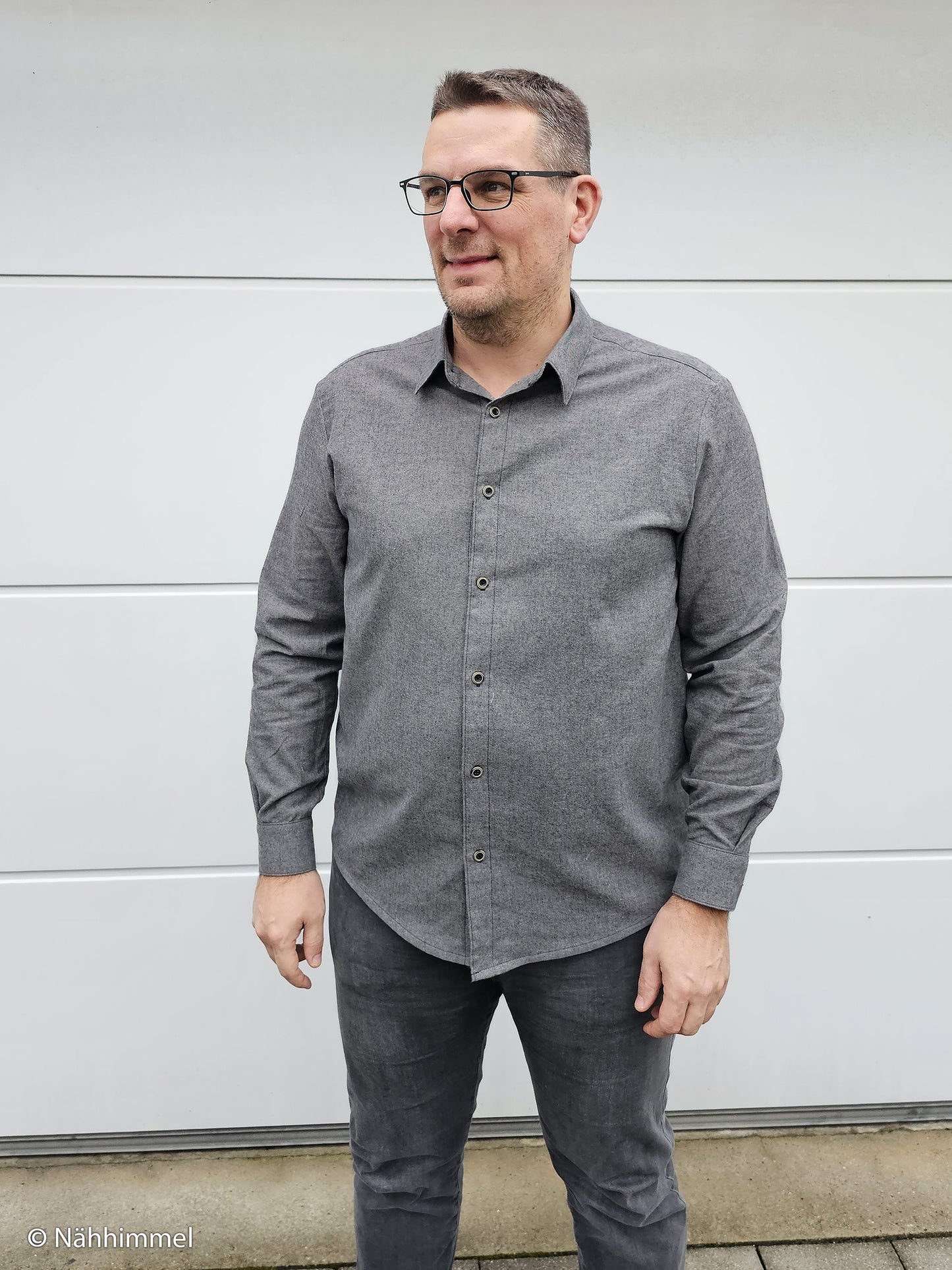 Baumwolle Flanell grau-blau meliert Hudson Swafing