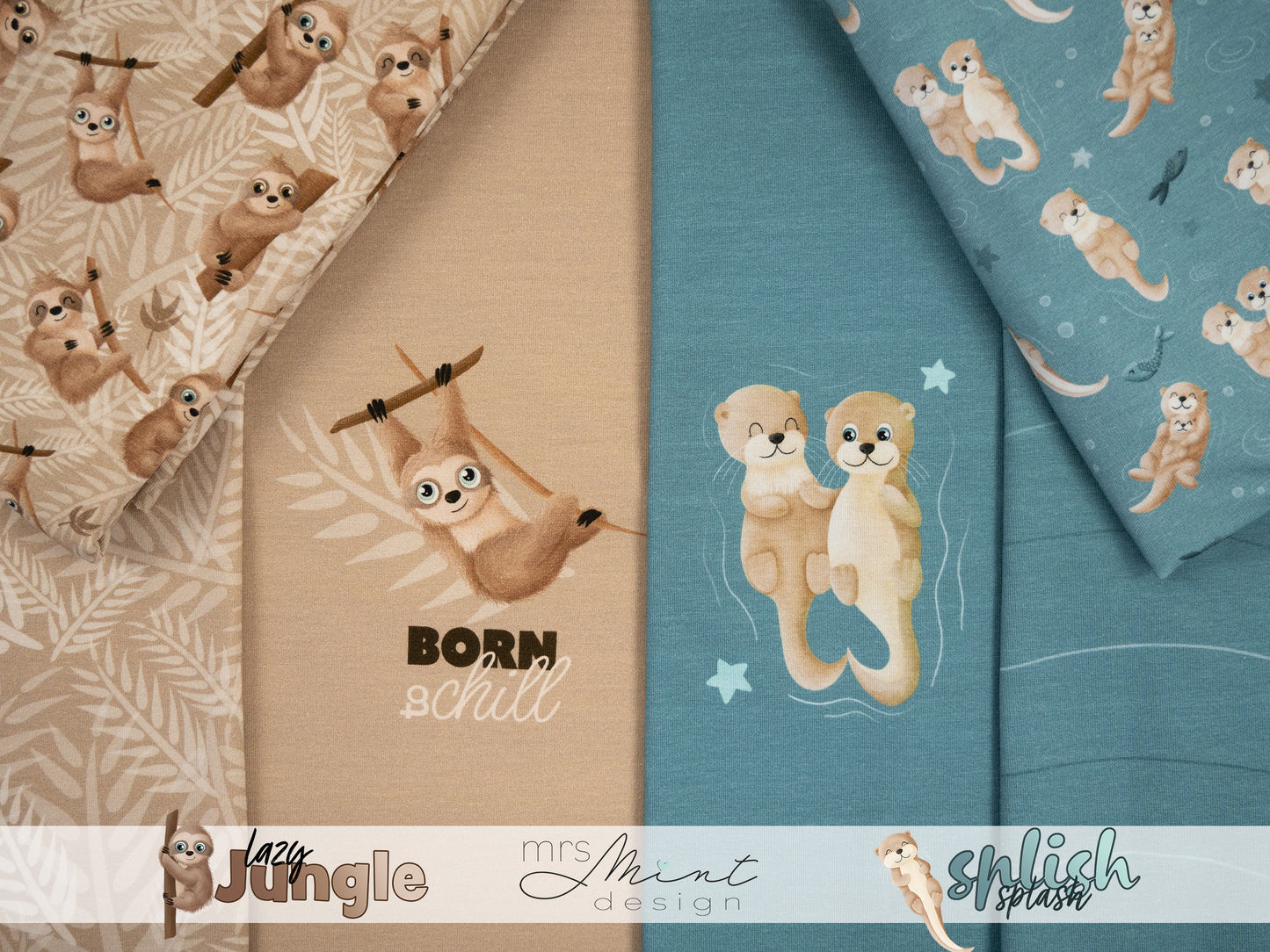 Panel Born to Chill Jersey Faultier – Baumwolljersey Lazy Jungle by Mrs Mint Design | Swafing