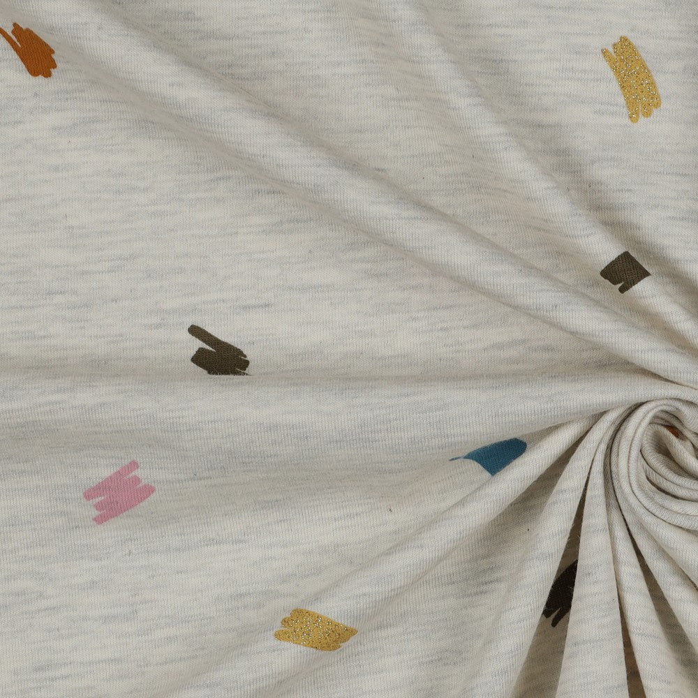 Baumwolljersey melange Striche Glitzer