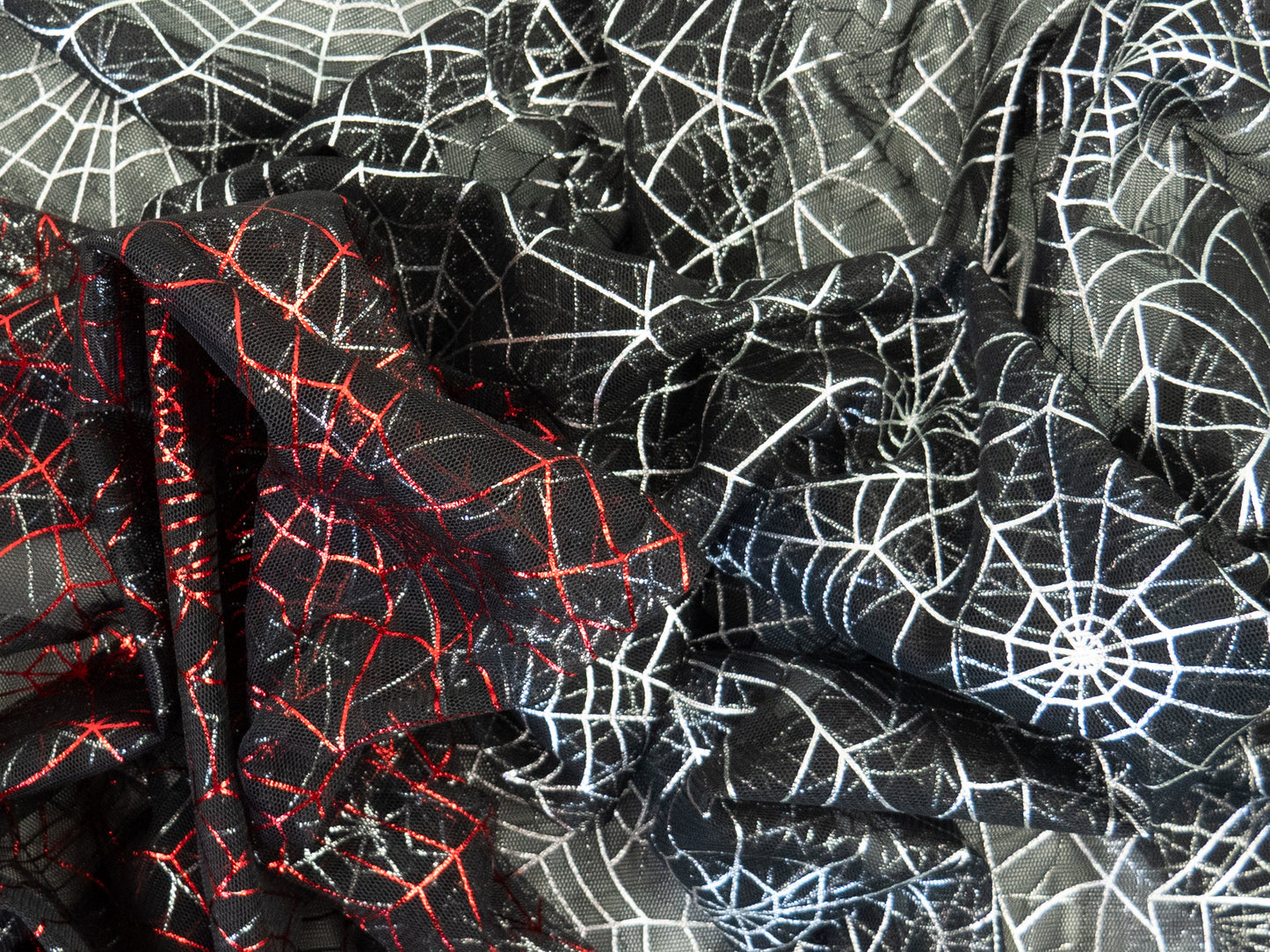 Tüll Spinnennetz Spider Web Swafing schwarz rot Glitzer