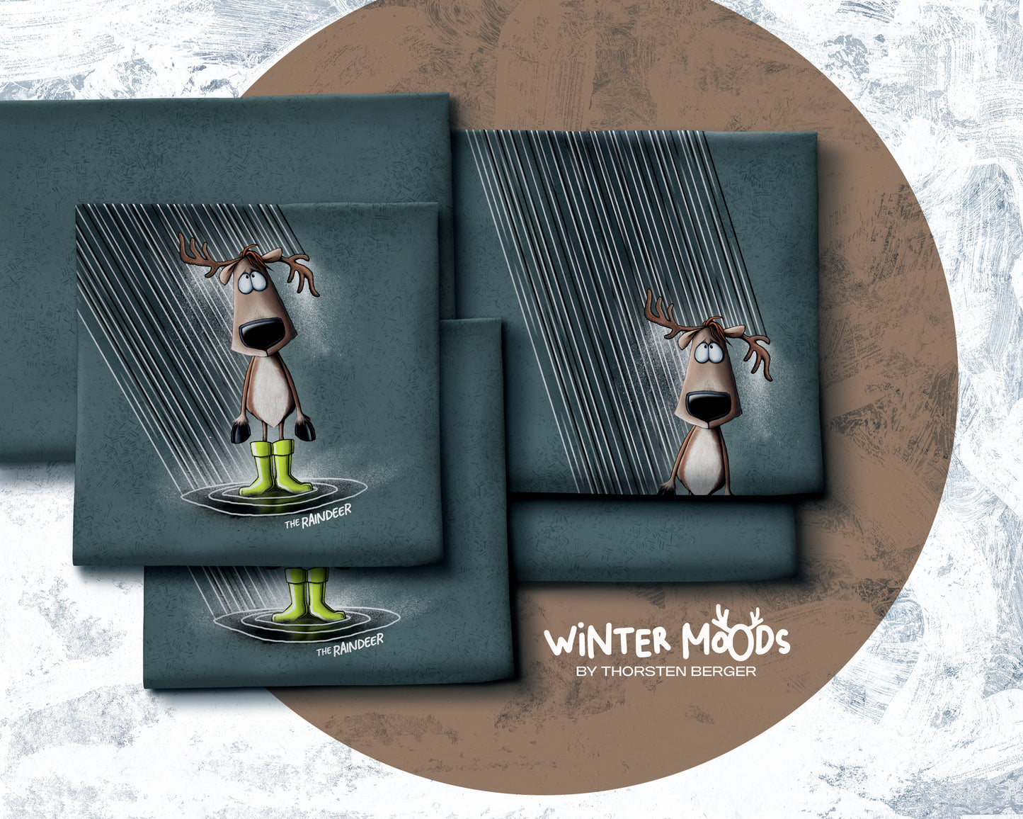 Sweat Panel Rentier im Regen Rudi Winter Moods by Thorsten Berger Swafing