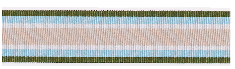 Ripsband 25 mm gestreift beige blau grün