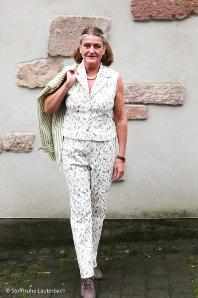 Baumwoll Stretch Satin "Martha" Blätter