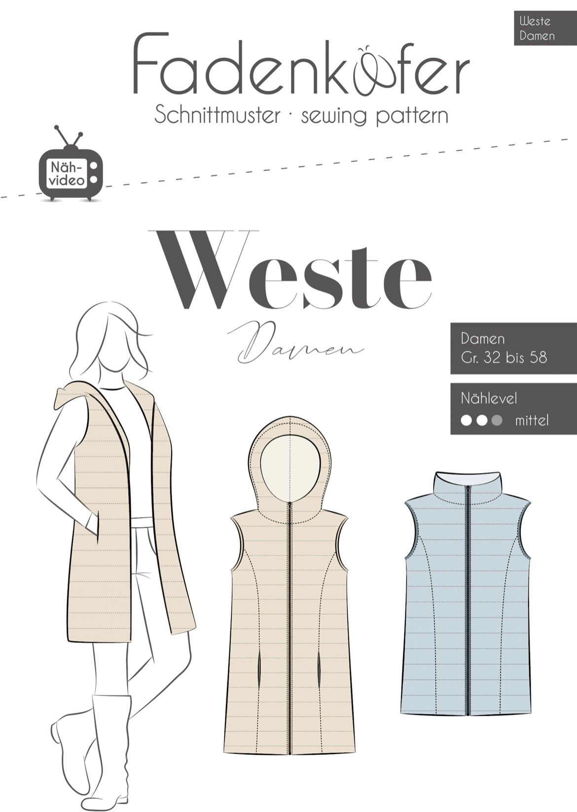Fadenkäfer Schnittmuster "Weste" Damen