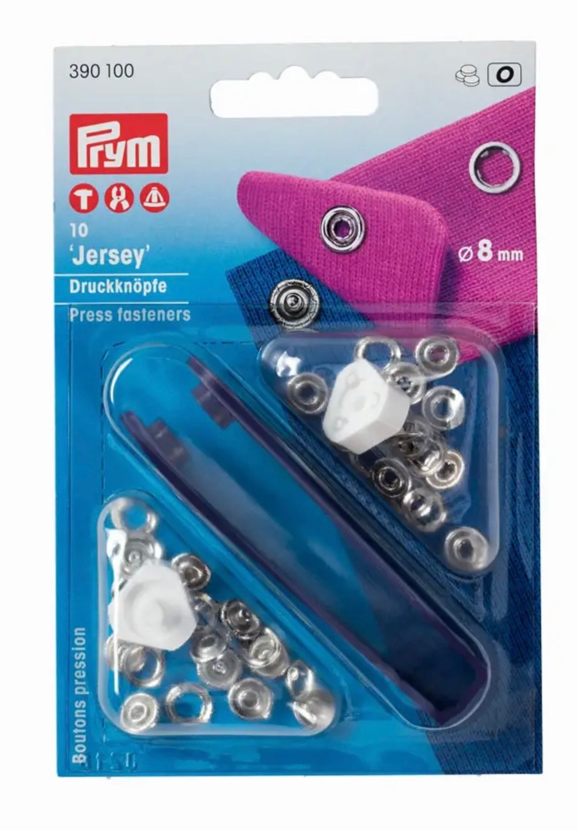 Prym Nähfrei Druckknöpfe für Jersey
8mm silber