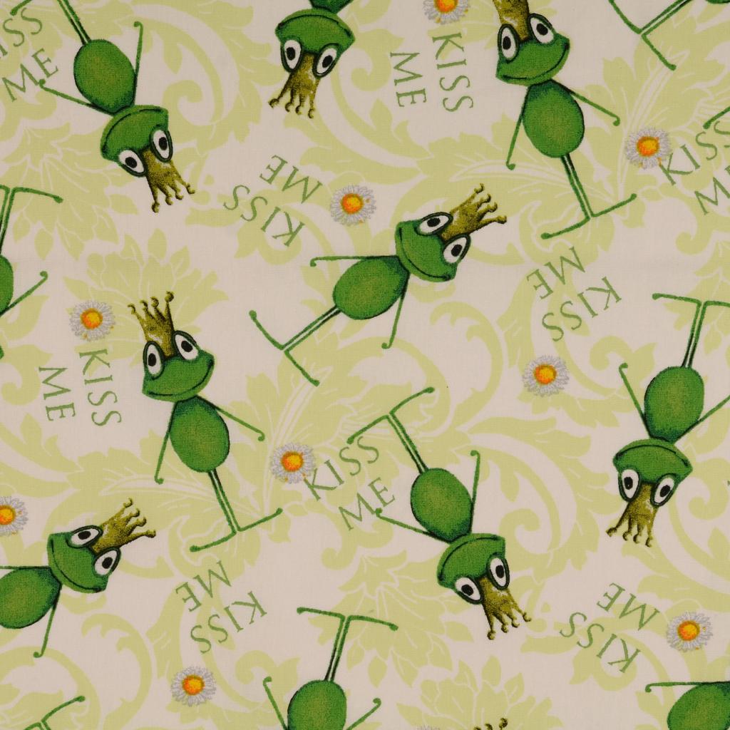 Baumwolle Popeline Frosch Kiss Me