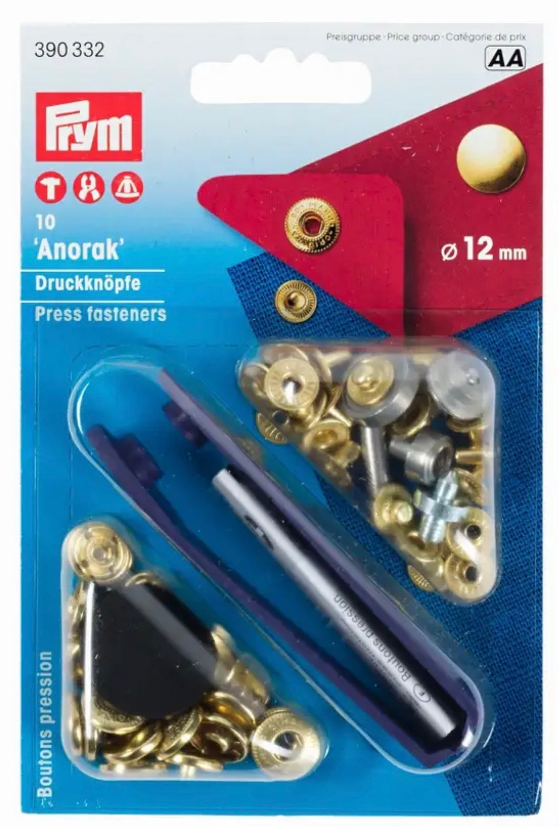 Prym Nähfrei Anorak
Druckknöpfe 12mm gold