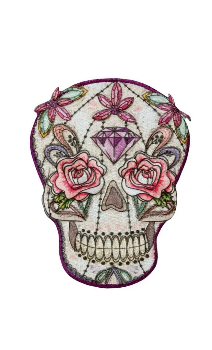 Mono Quick Totenkopf floral mit Diamant
Applikation