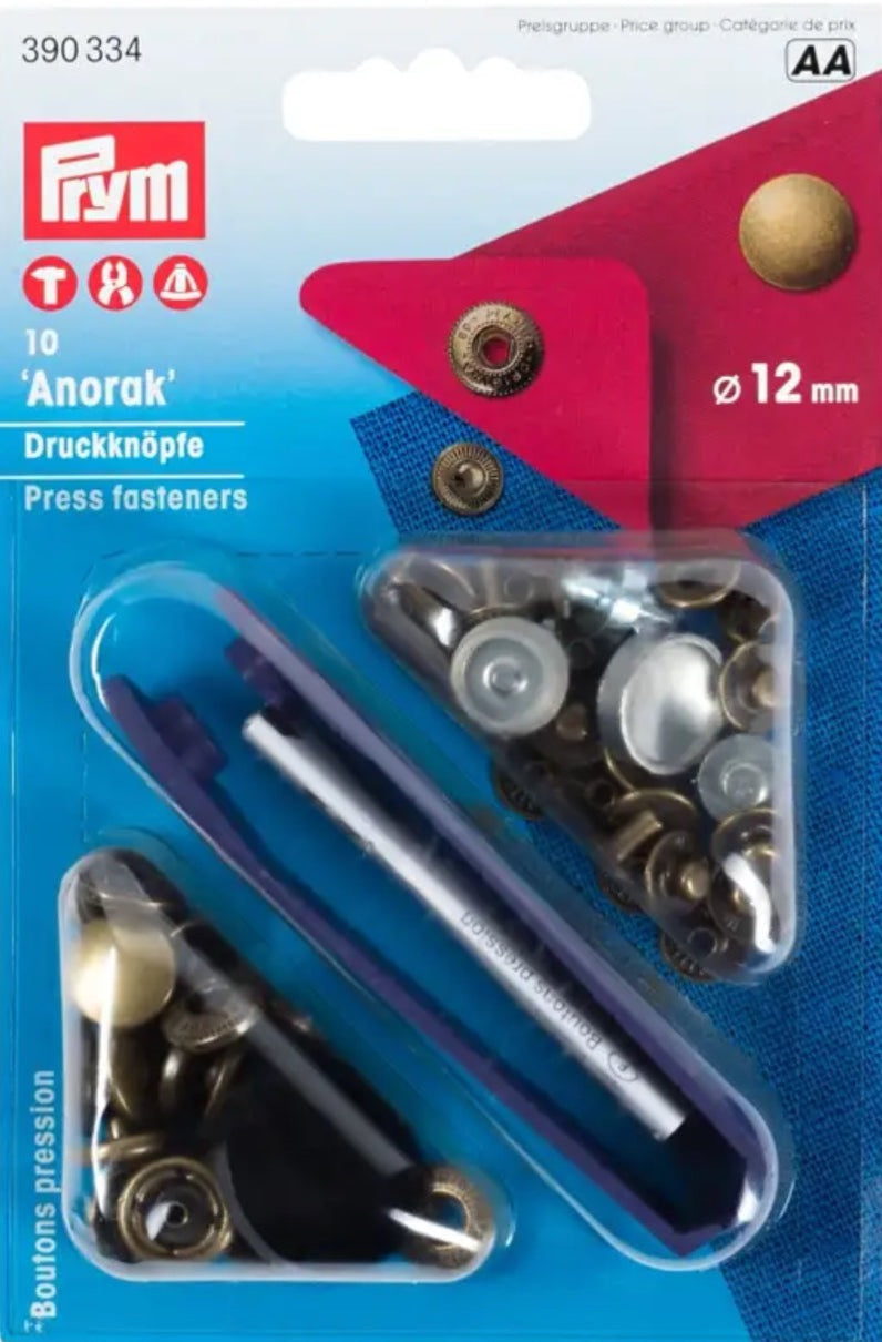 Prym Nähfrei AnorakDruckknöpfe 12mm altmessing