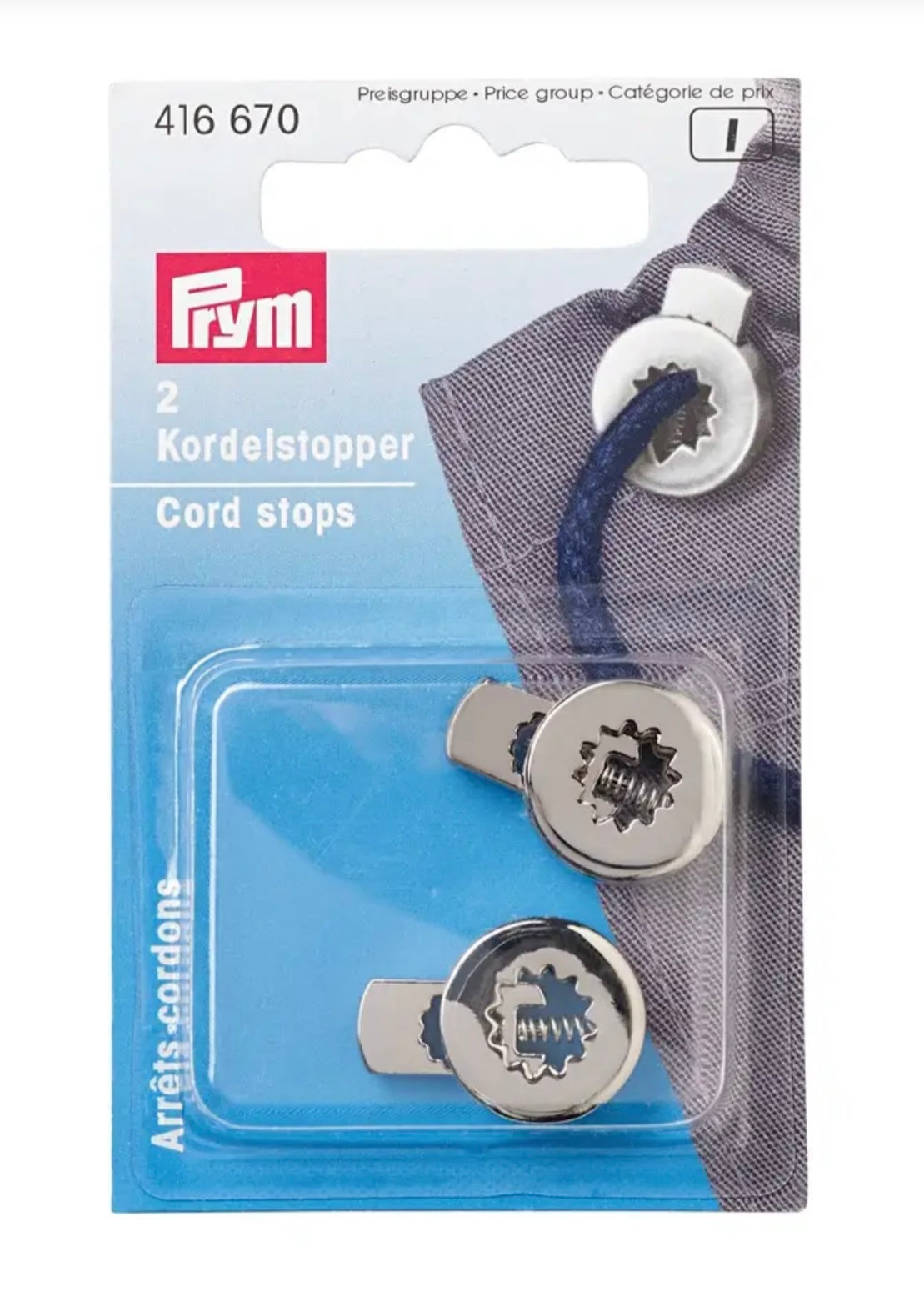 Prym Kordelstopper rund 1-Loch 2 Stück silberfarbig