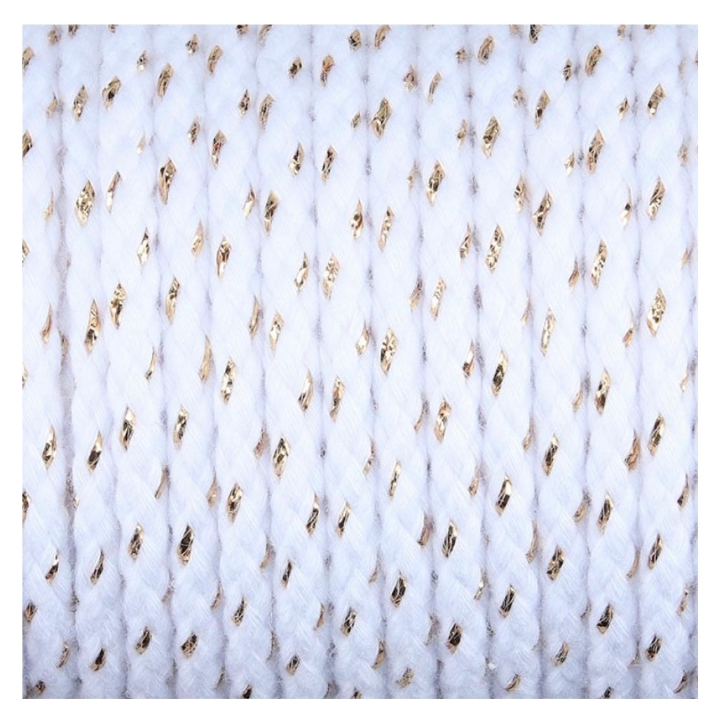 Baumwollkordel mit Lurex
6mm weiß / gold