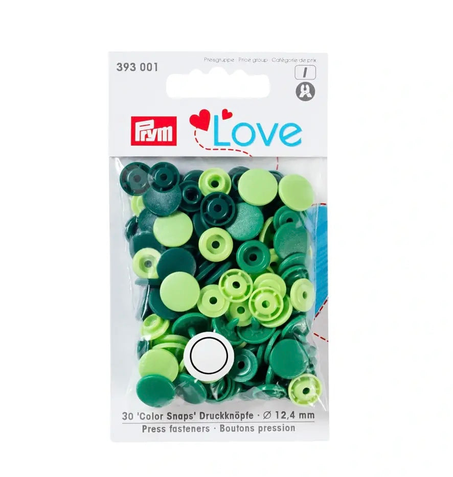 Prym Love Color Snaps Ø12,4 mm 30Stück grün sortiert
