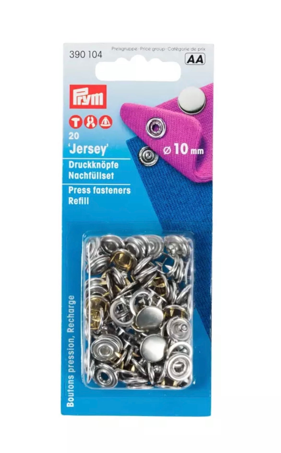 Nähfrei-Nachfüllpackung Jersey Druckknöpfe 10mm