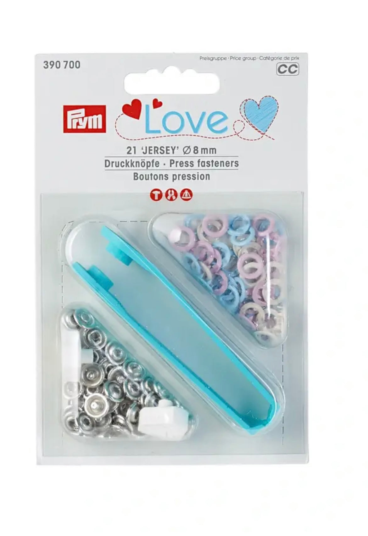 Prym Love Nähfrei Druckknöpfe Jersey 8mm
rosa/hellblau/perle