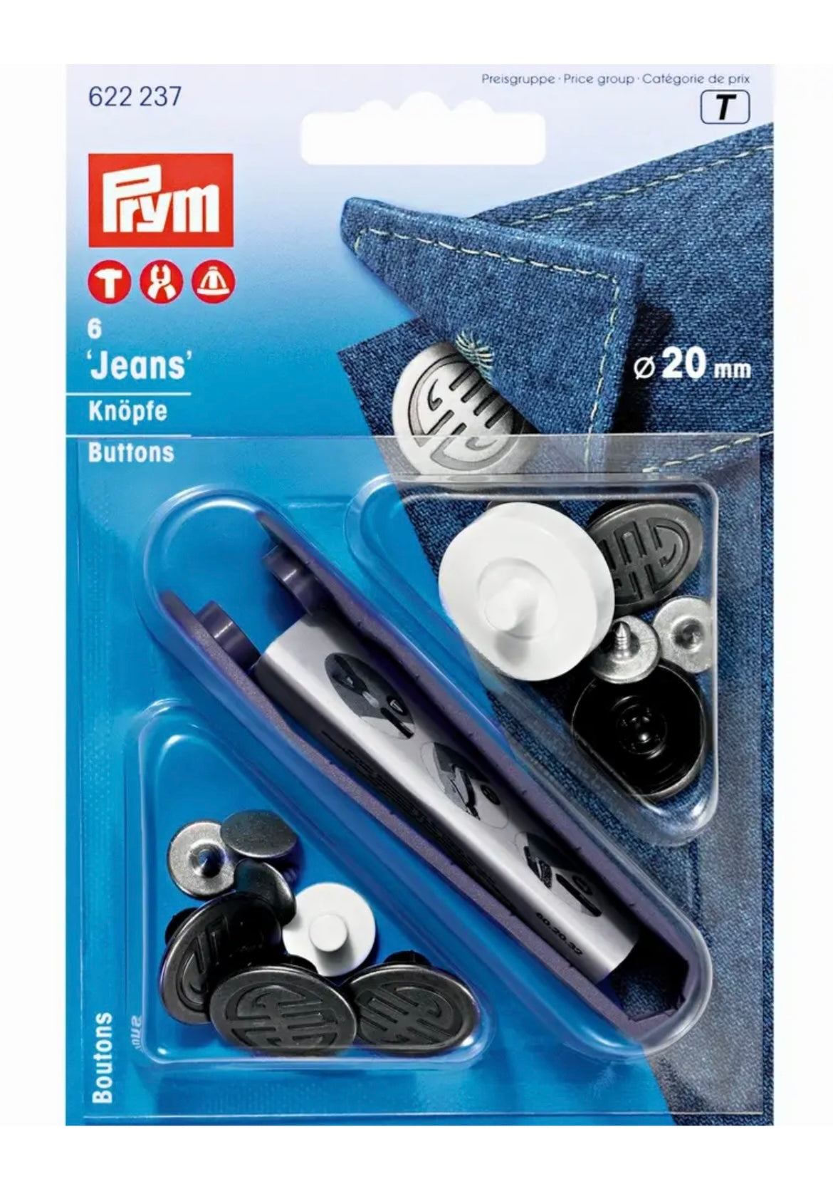 Prym Nähfrei Jeansknöpfe 2 mm alteisen
