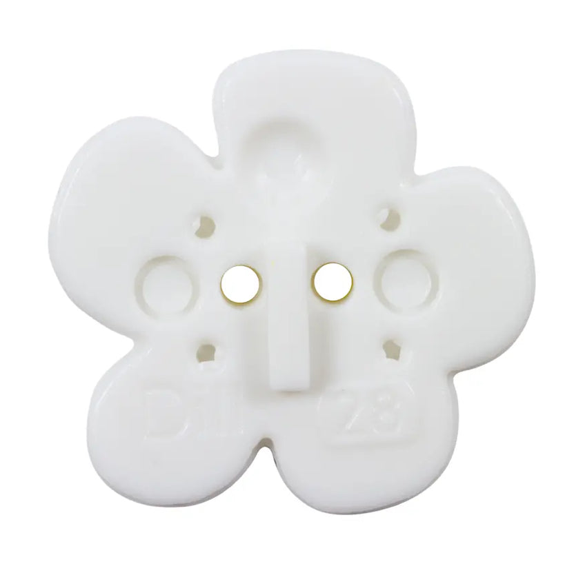 Kinderknopf 2-Loch Blume weiss 20mm