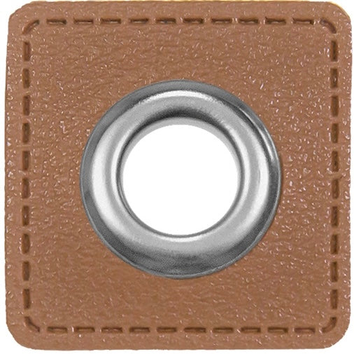 Oesen Patches aus Lederimitat für 8 mm Kordel
mittelbraun