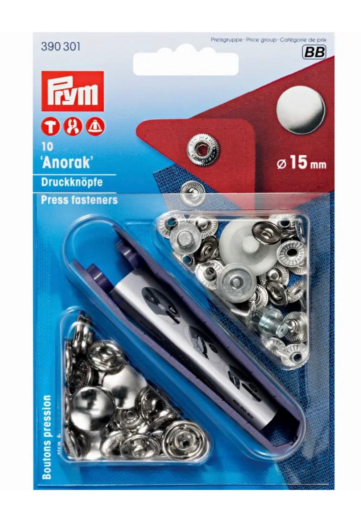 Prym Nähfrei Anorak
Druckknöpfe 15mm silber