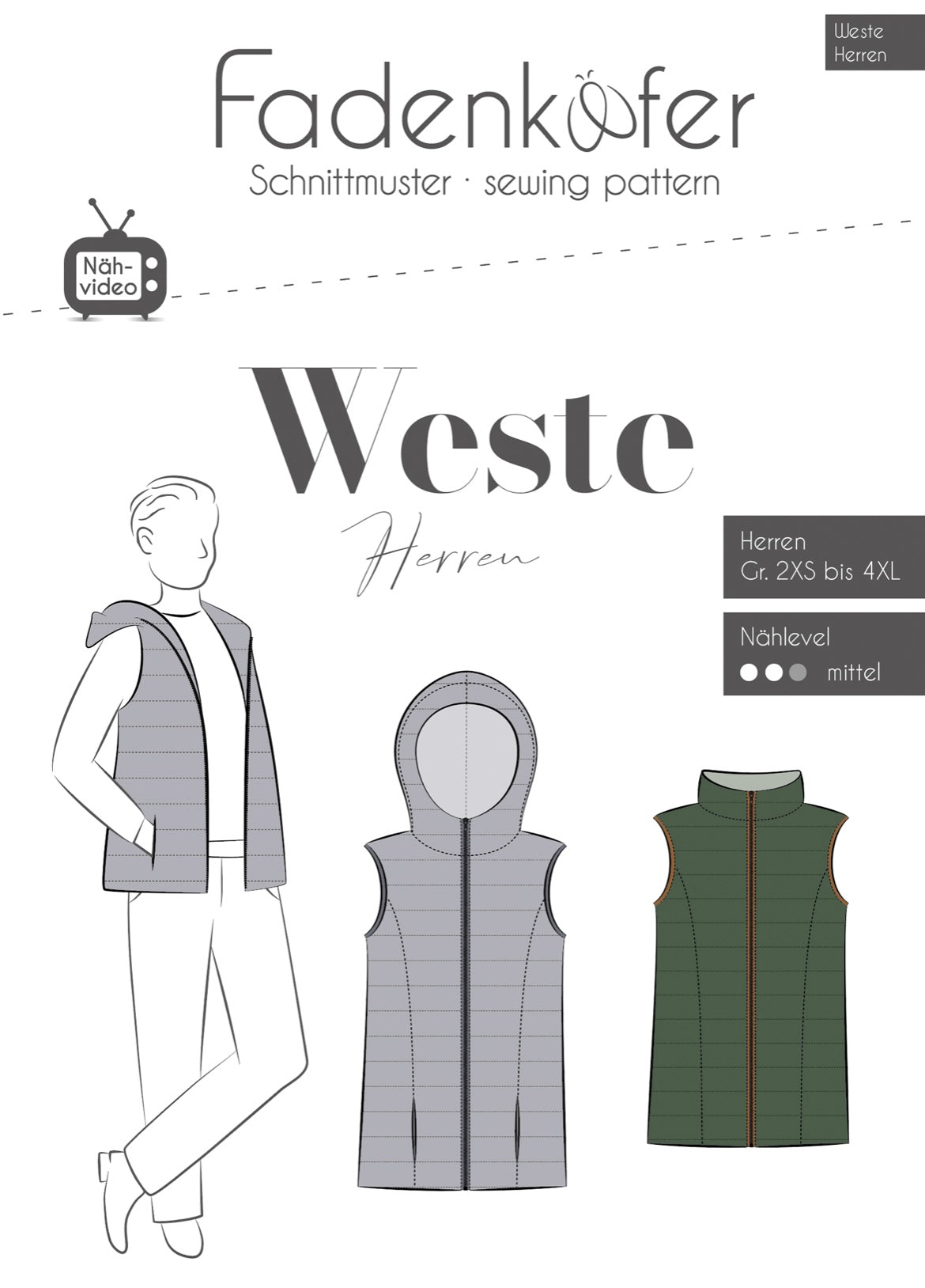 Fadenkäfer Schnittmuster "Weste" Herren