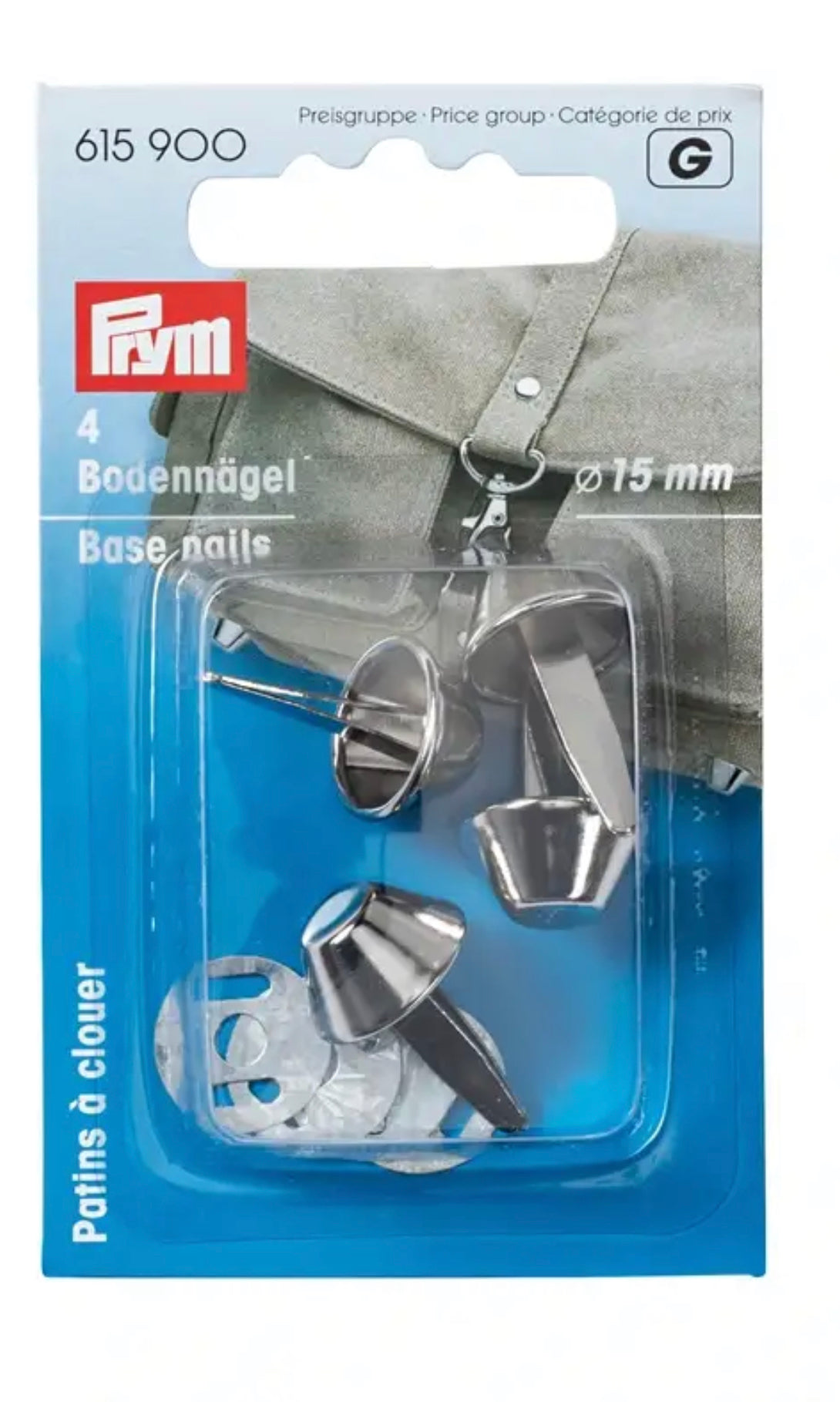 Prym 4 Bodennägel für Taschen
silber 15mm