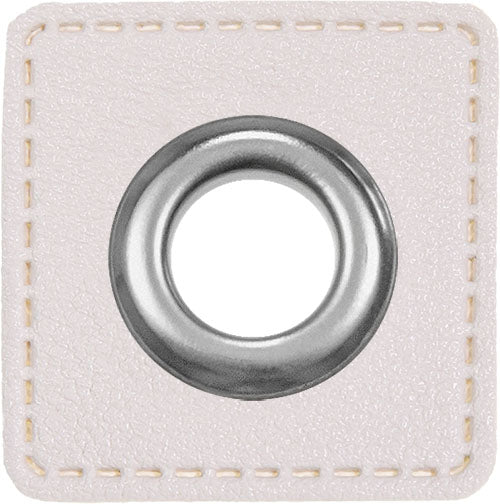 Oesen Patches aus Lederimitat mit 8mm Oese weiß
