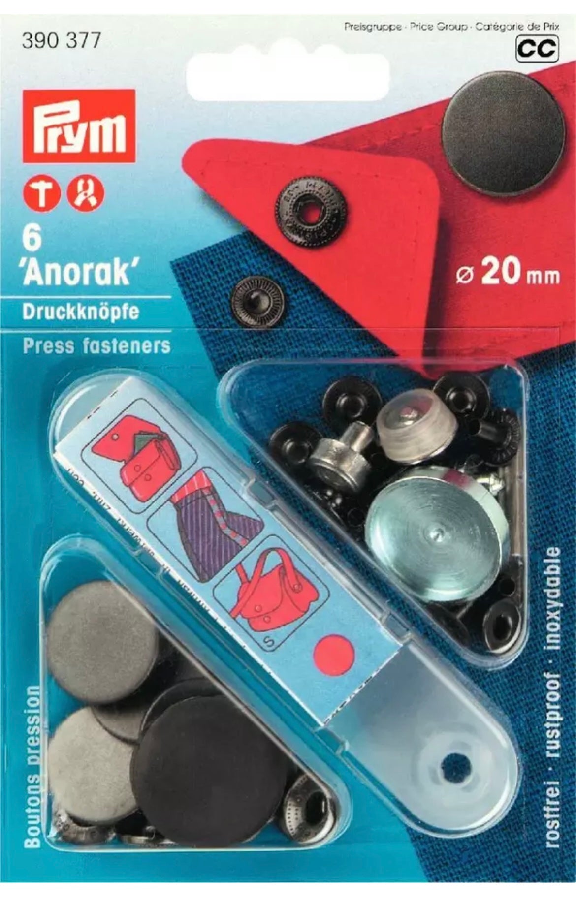 Prym Nähfrei Anorak Druckknöpfe 20mm brüniert