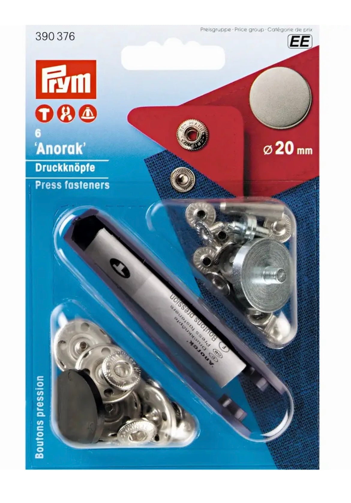 Prym Nähfrei Anorak
Druckknöpfe 20mm silber