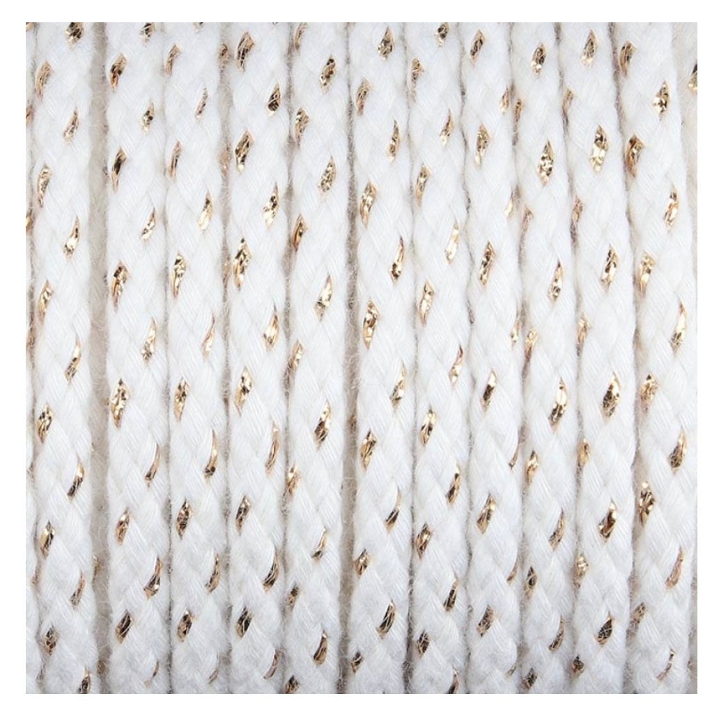 Baumwollkordel mit Lurex
6mm natur / gold