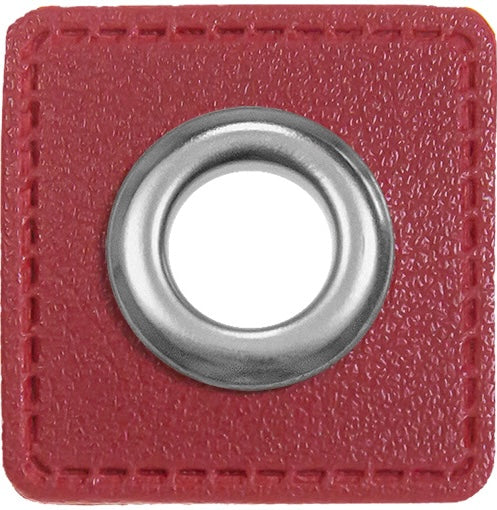 Oesen Patches aus Lederimitat mit 8mm Oese rot